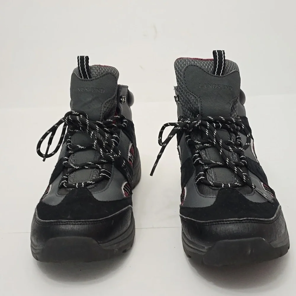 Lands' End Men's Hiking Boots Gray Black Red Size 8.5 D